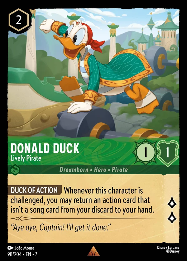 Donald Duck - Lively Pirate — Disney Lorcana Character card from Archazia's Island