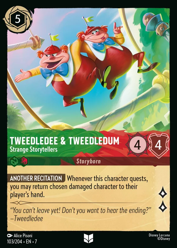 Tweedledee & Tweedledum - Strange Storytellers — Disney Lorcana Character card from Archazia's Island