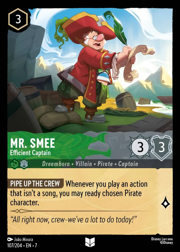 Mr. Smee - Efficient Captain — Disney Lorcana Character card from Archazia's Island