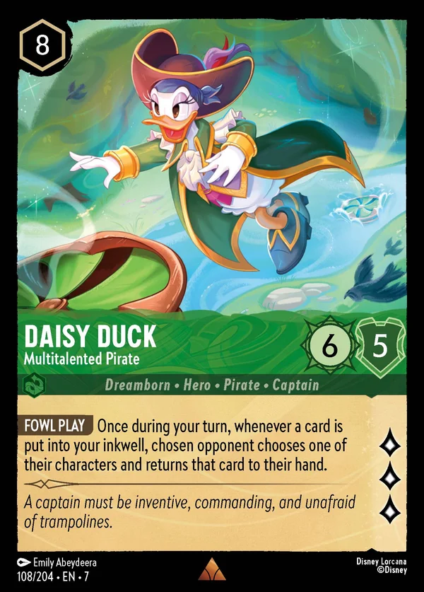 Daisy Duck - Multitalented Pirate — Disney Lorcana Character card from Archazia's Island