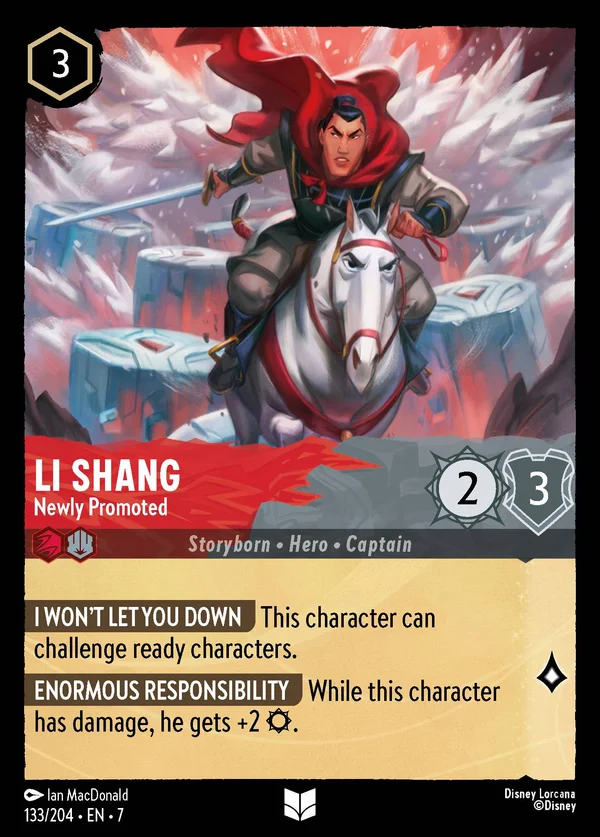 Li Shang - Newly Promoted — Disney Lorcana Character card from Archazia's Island
