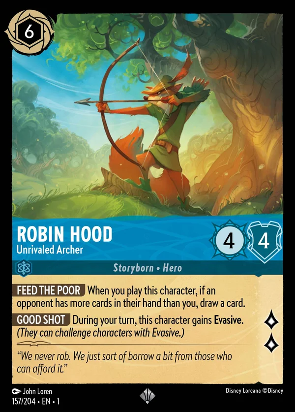 Robin Hood - Unrivaled Archer — Disney Lorcana Character card from The First Chapter