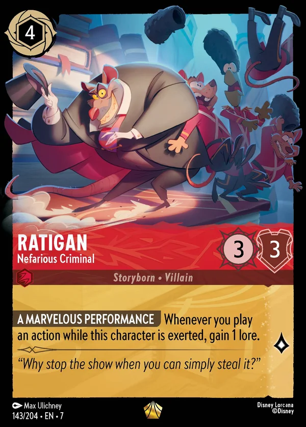 Ratigan - Nefarious Criminal — Disney Lorcana Character card from Archazia's Island