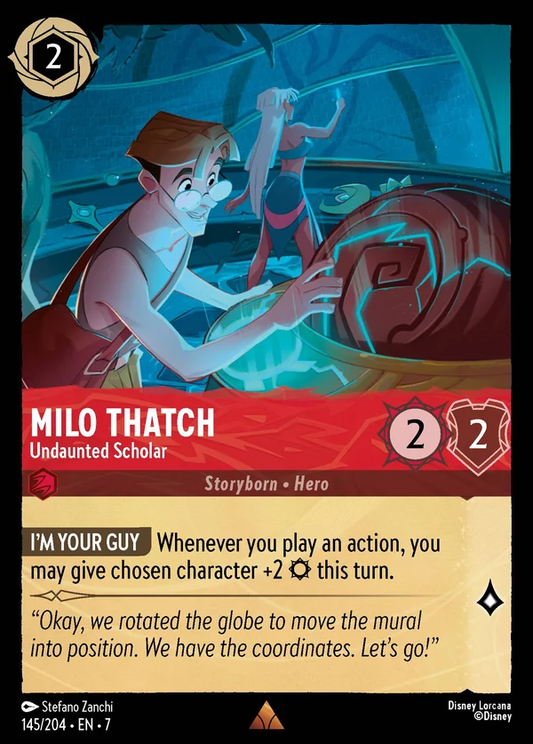 Milo Thatch - Undaunted Scholar — Disney Lorcana Character card from Archazia's Island