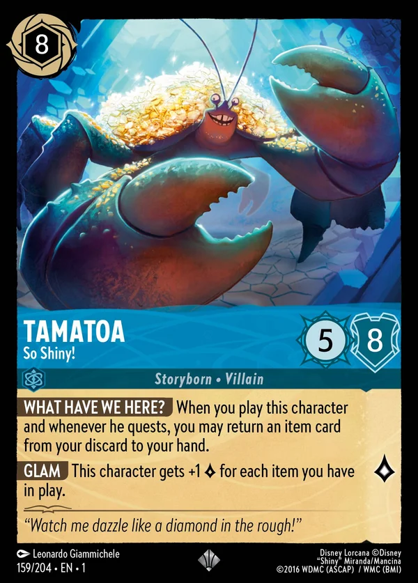 Tamatoa - So Shiny! — Disney Lorcana Character card from The First Chapter