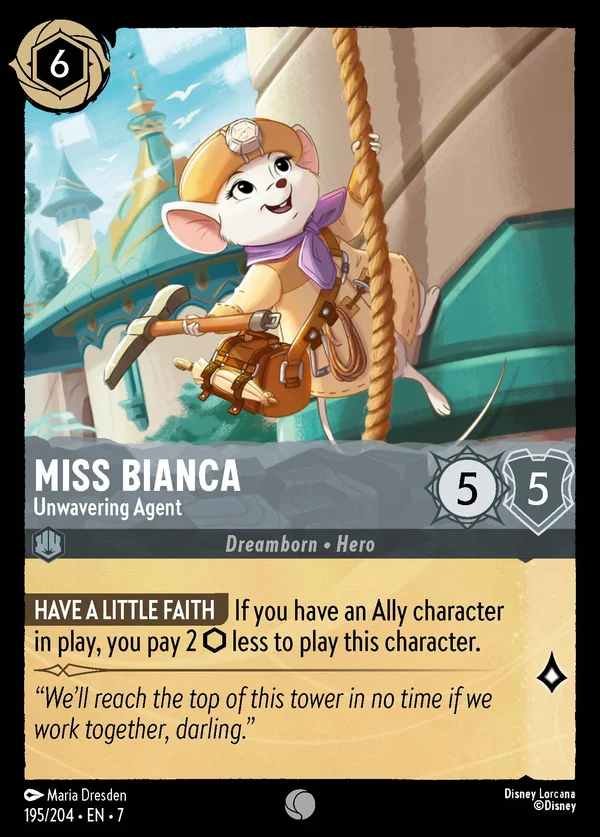 Miss Bianca - Unwavering Agent — Disney Lorcana Character card from Archazia's Island