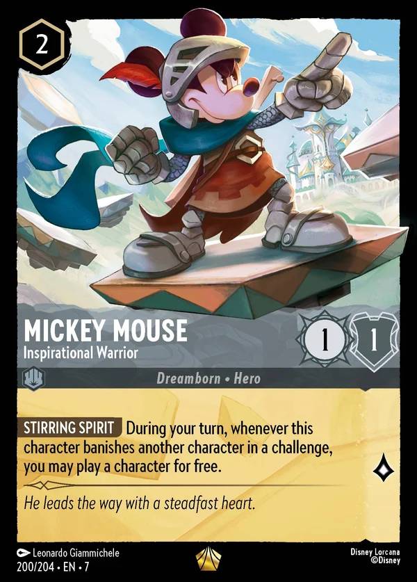 Mickey Mouse - Inspirational Warrior — Disney Lorcana Character card from Archazia's Island