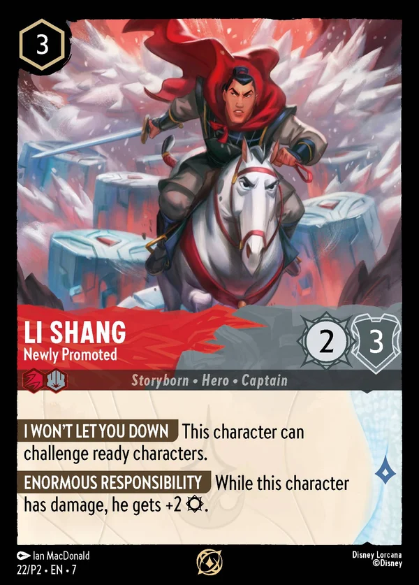 Li Shang - Newly Promoted — Disney Lorcana Character card from Archazia's Island