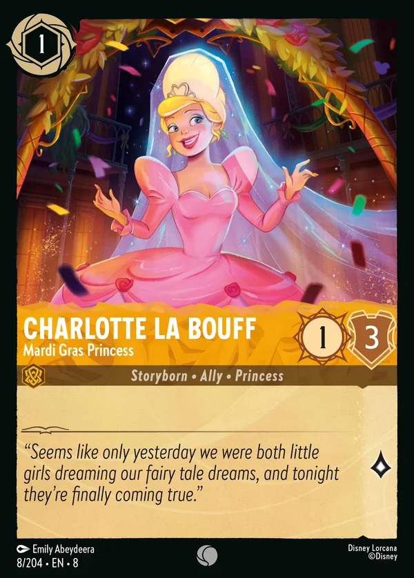 Charlotte La Bouff - Mardi Gras Princess — Disney Lorcana Character card from The Reign of Jafar