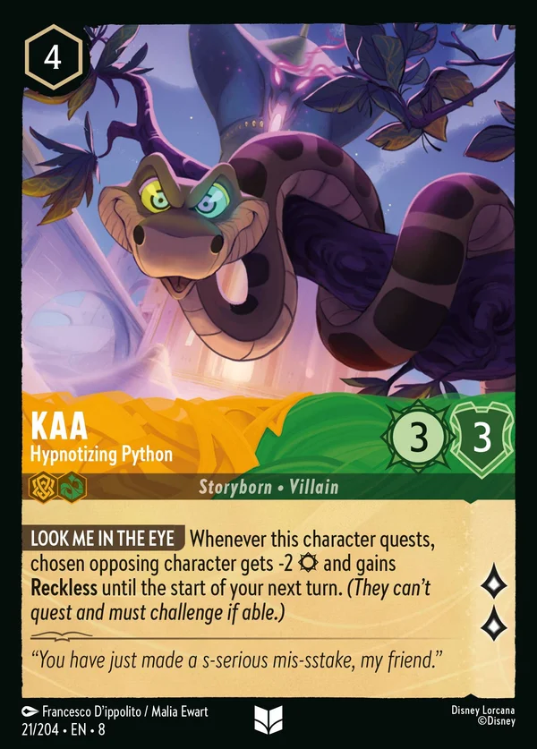 Kaa - Hypnotizing Python — Disney Lorcana Character card from The Reign of Jafar