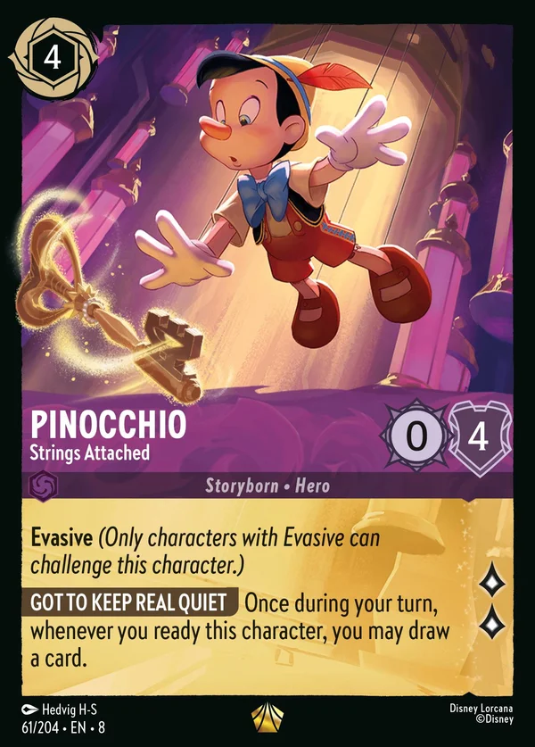 Pinocchio - Strings Attached — Disney Lorcana Character card from The Reign of Jafar