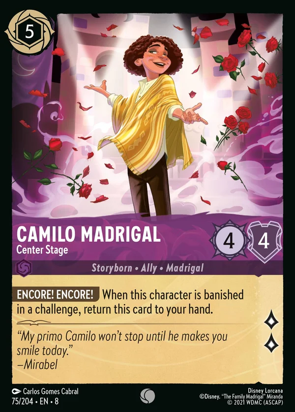 Camilo Madrigal - Center Stage — Disney Lorcana Character card from The Reign of Jafar
