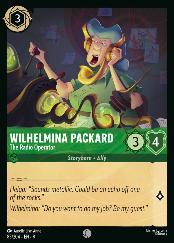 Wilhelmina Packard - The Radio Operator — Disney Lorcana Character card from The Reign of Jafar
