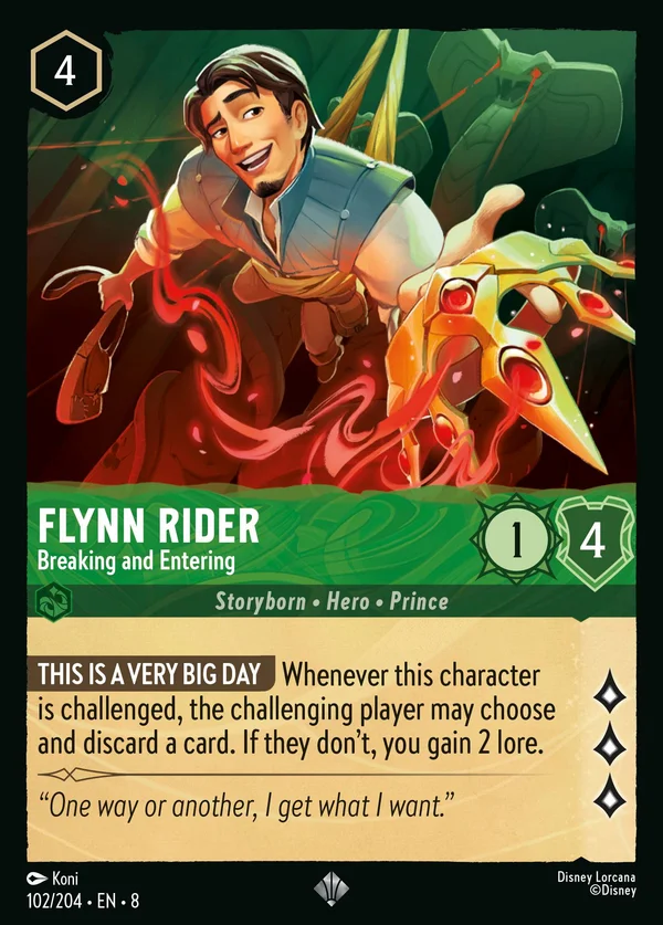 Flynn Rider - Breaking and Entering — Disney Lorcana Character card from The Reign of Jafar