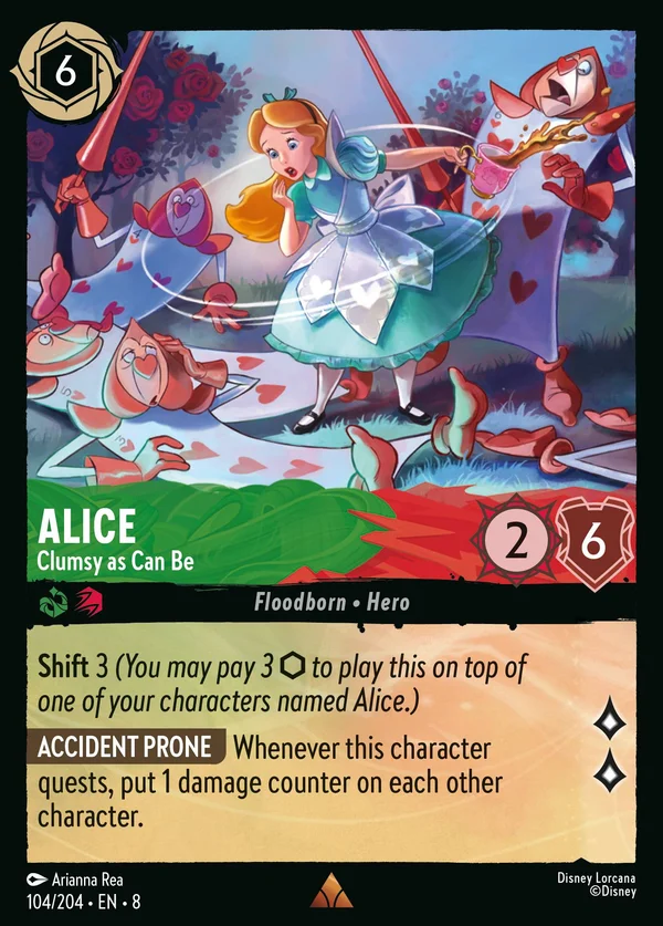 Alice - Clumsy as Can Be — Disney Lorcana Character card from The Reign of Jafar