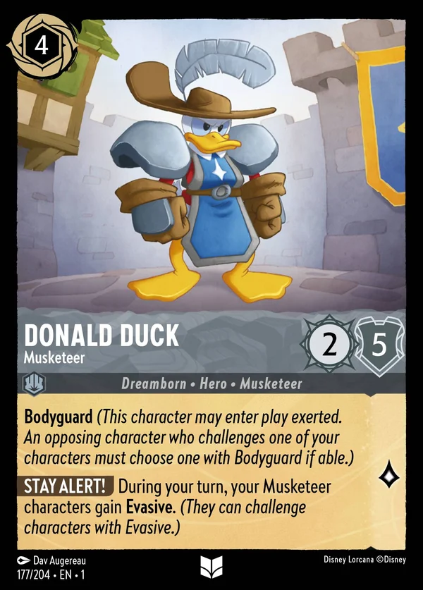 Donald Duck - Musketeer — Disney Lorcana Character card from The First Chapter