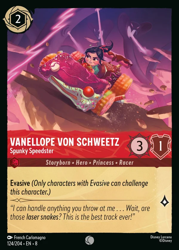Vanellope von Schweetz - Spunky Speedster — Disney Lorcana Character card from The Reign of Jafar