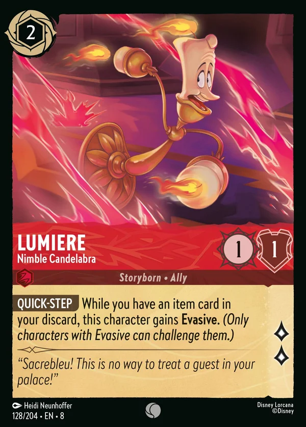 Lumiere - Nimble Candelabra — Disney Lorcana Character card from The Reign of Jafar
