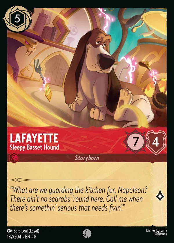 Lafayette - Sleepy Basset Hound — Disney Lorcana Character card from The Reign of Jafar