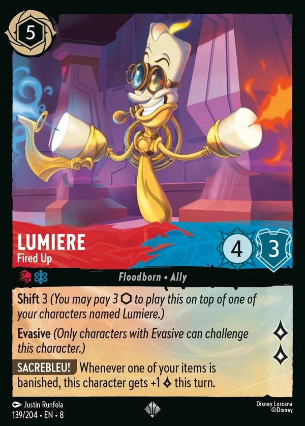 Lumiere - Fired Up — Disney Lorcana Character card from The Reign of Jafar