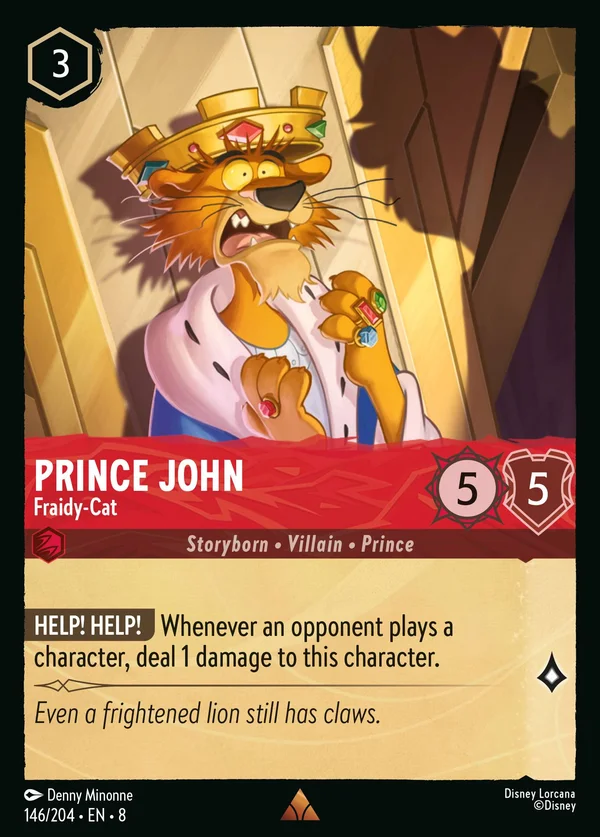 Prince John - Fraidy-Cat — Disney Lorcana Character card from The Reign of Jafar
