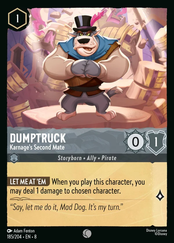 Dumptruck - Karnage's Second Mate — Disney Lorcana Character card from The Reign of Jafar