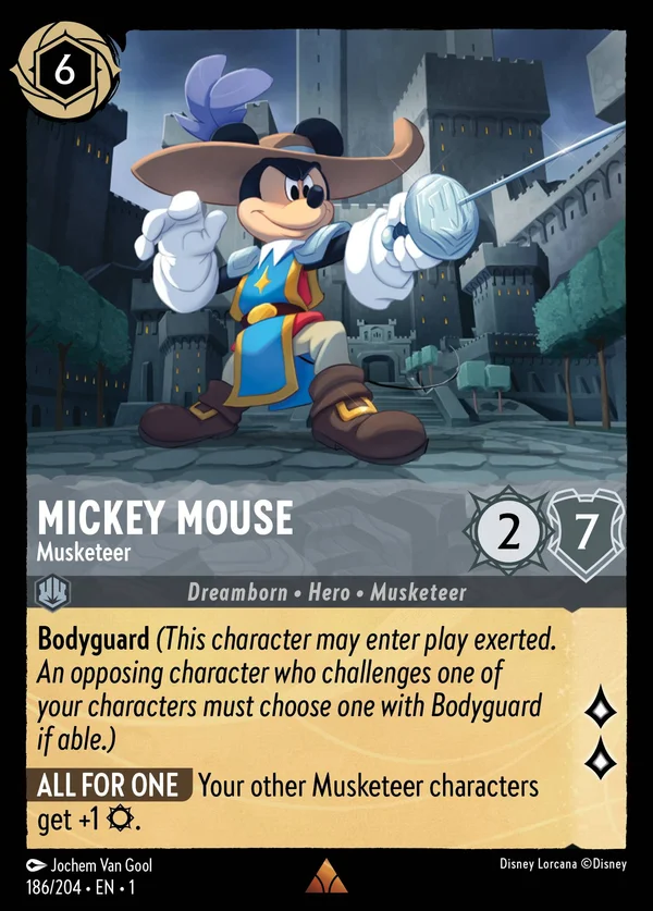 Mickey Mouse - Musketeer — Disney Lorcana Character card from The First Chapter