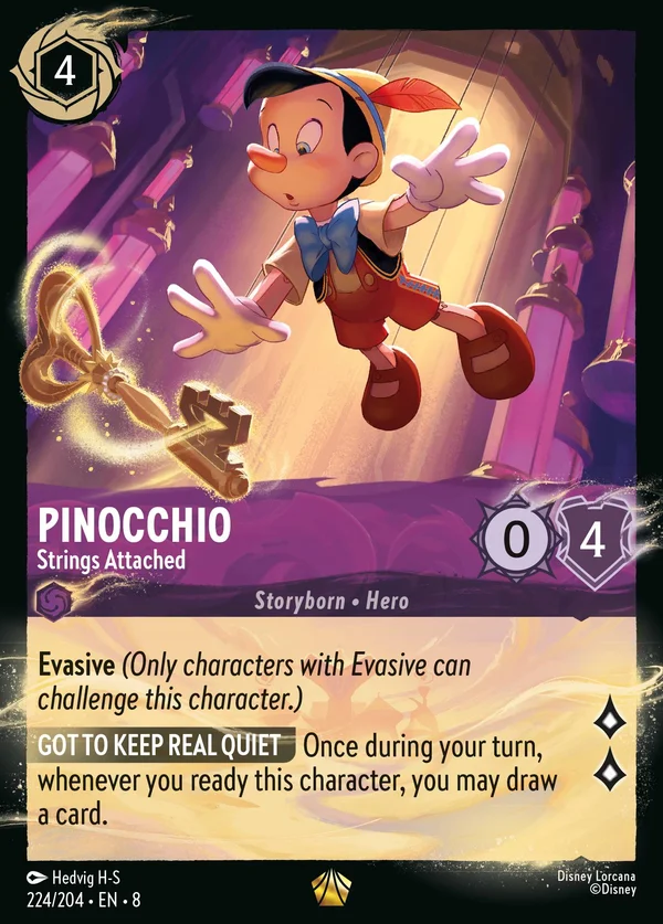 Pinocchio - Strings Attached — Disney Lorcana Character card from The Reign of Jafar