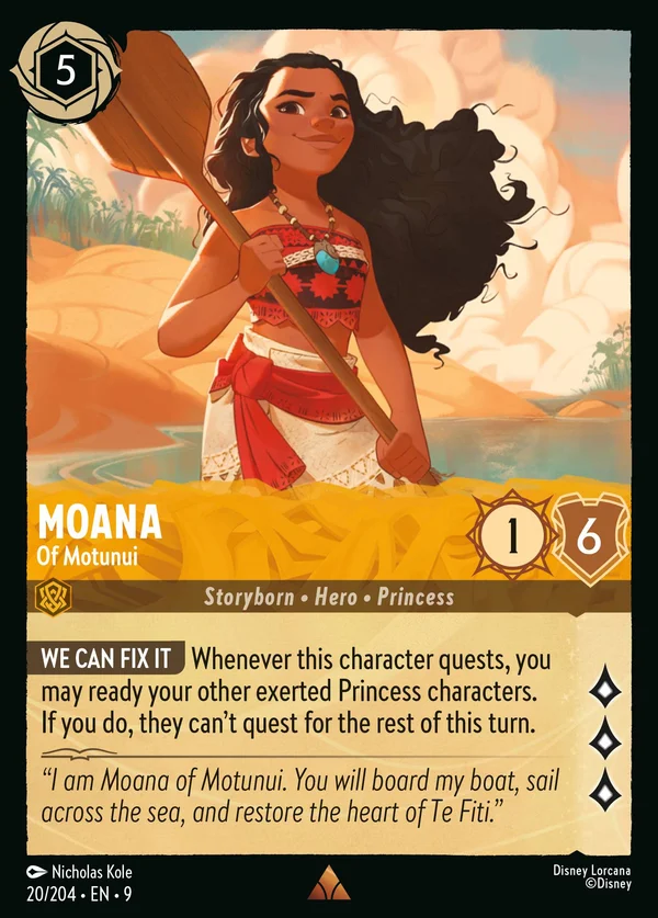 Moana - Of Motunui — Disney Lorcana Character card from Fabled