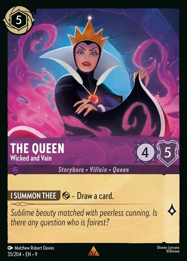 The Queen - Wicked and Vain — Disney Lorcana Character card from Fabled