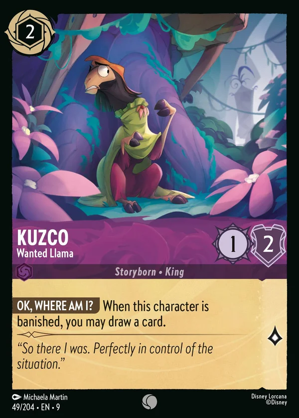 Kuzco - Wanted Llama — Disney Lorcana Character card from Fabled