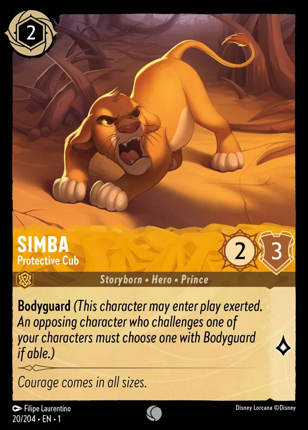 Simba - Protective Cub — Disney Lorcana Character card from The First Chapter