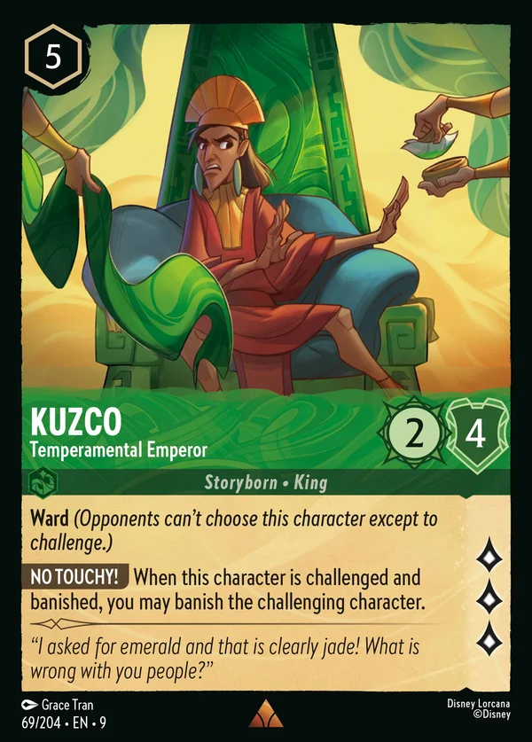 Kuzco - Temperamental Emperor — Disney Lorcana Character card from Fabled