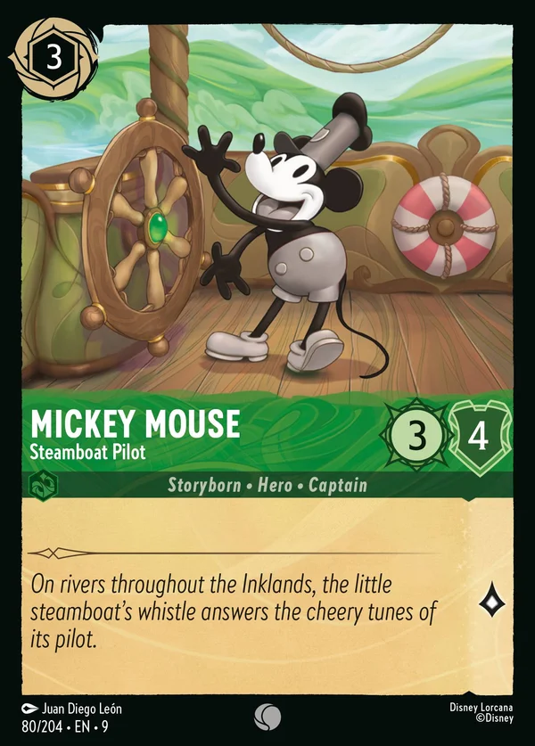 Mickey Mouse - Steamboat Pilot — Disney Lorcana Character card from Fabled
