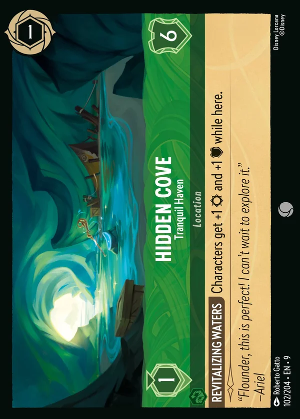 Hidden Cove - Tranquil Haven — Disney Lorcana Location card from Fabled
