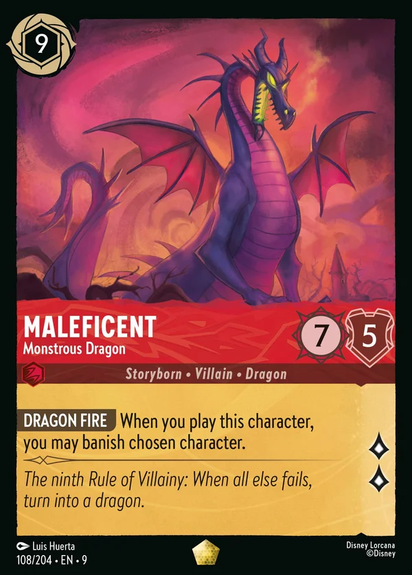 Maleficent - Monstrous Dragon — Disney Lorcana Character card from Fabled