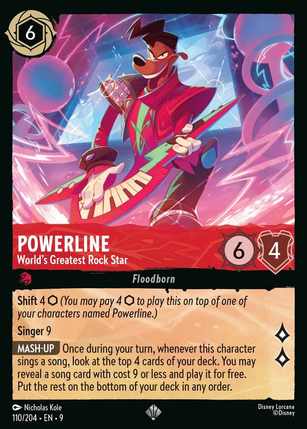 Powerline - World's Greatest Rock Star — Disney Lorcana Character card from Fabled