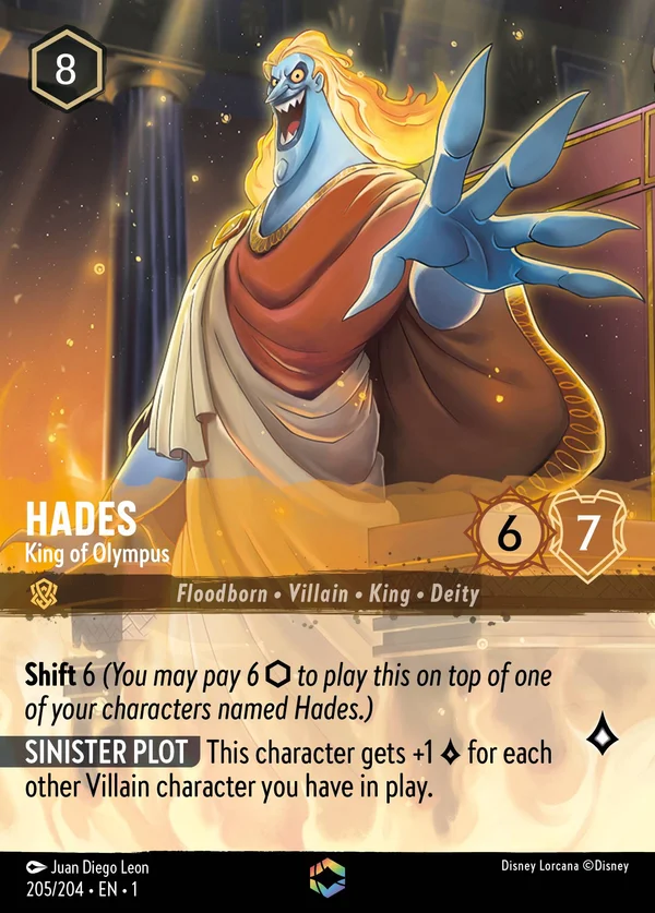 Hades - King of Olympus — Disney Lorcana Character card from The First Chapter