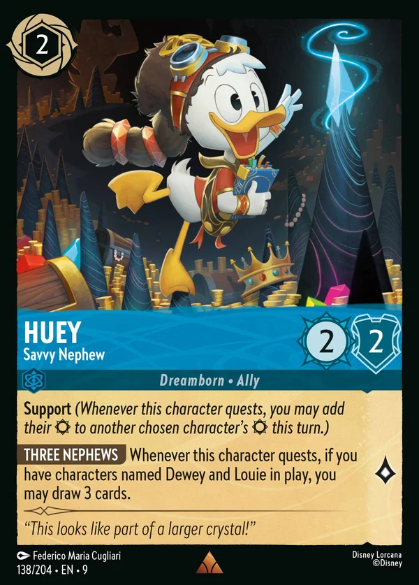 Huey - Savvy Nephew — Disney Lorcana Character card from Fabled