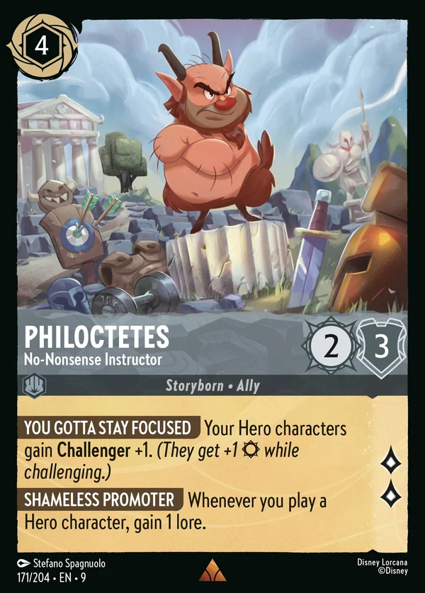 Philoctetes - No-Nonsense Instructor — Disney Lorcana Character card from Fabled