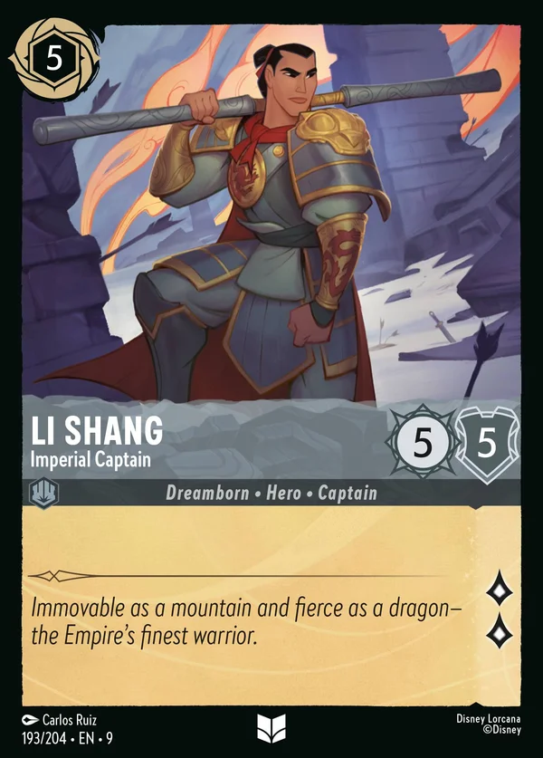 Li Shang - Imperial Captain — Disney Lorcana Character card from Fabled