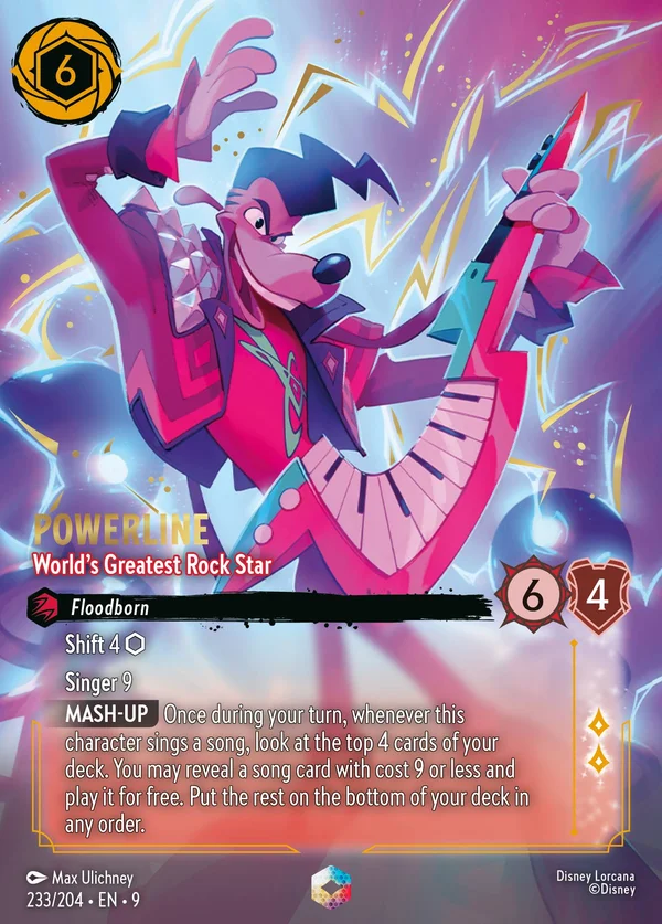 Powerline - World's Greatest Rock Star — Disney Lorcana Character card from Fabled