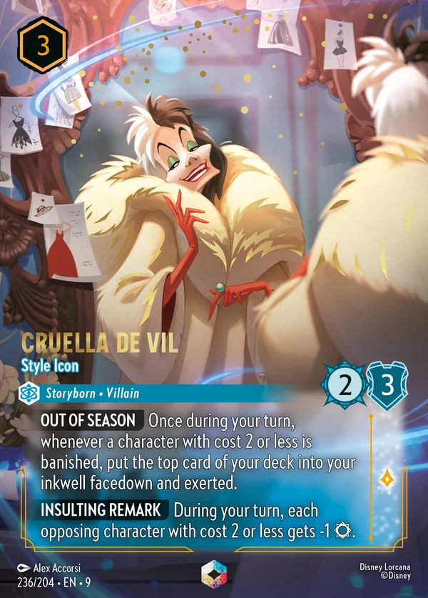 Cruella De Vil - Style Icon — Disney Lorcana Character card from Fabled