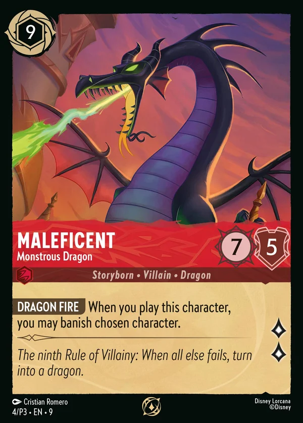 Maleficent - Monstrous Dragon — Disney Lorcana Character card from Fabled