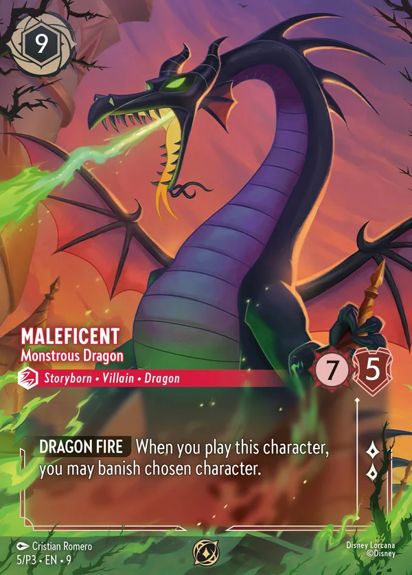 Maleficent - Monstrous Dragon — Disney Lorcana Character card from Fabled