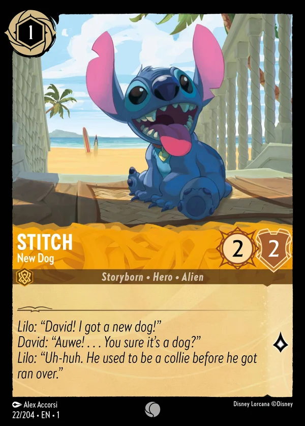 Stitch - New Dog — Disney Lorcana Character card from The First Chapter