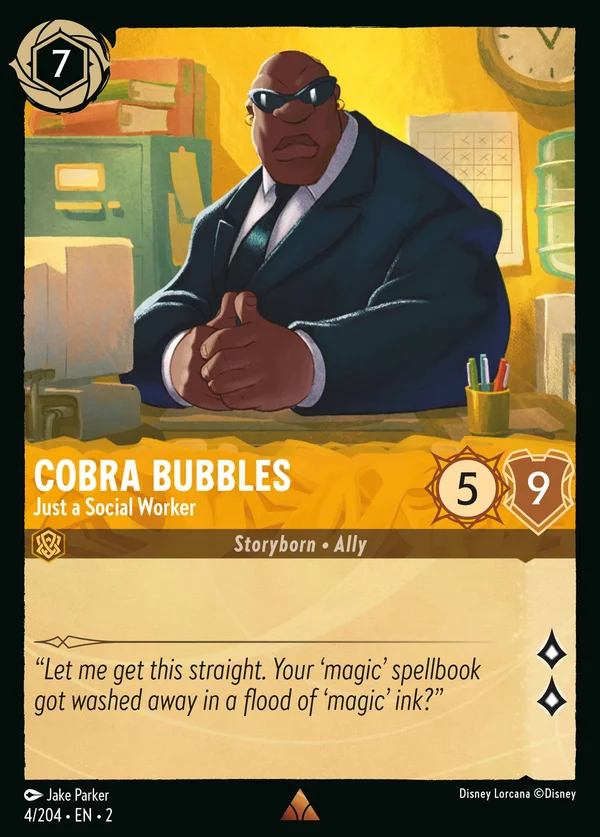Cobra Bubbles - Just a Social Worker — Disney Lorcana Character card from Rise of the Floodborn