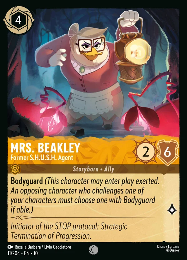 Mrs. Beakley - Former S.H.U.S.H. Agent — Disney Lorcana Character card from Whispers in the Well