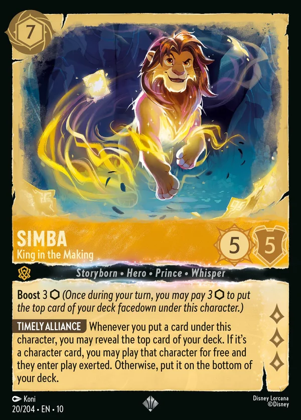 Simba - King in the Making — Disney Lorcana Character card from Whispers in the Well