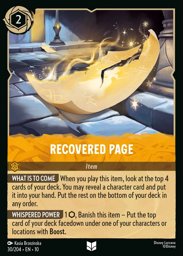 Recovered Page — Disney Lorcana Item card from Whispers in the Well